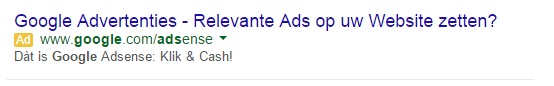 Google AdWords advertentie
